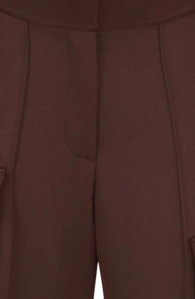 House Of Cb Daria Seamed Satin Cargo Trousers In Chocolate