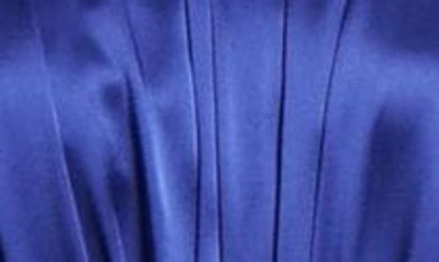 Shop Stella Mccartney Crystal Embellished Cutout Pleated Satin Maxi Dress In 4200 - Sapphire Blue