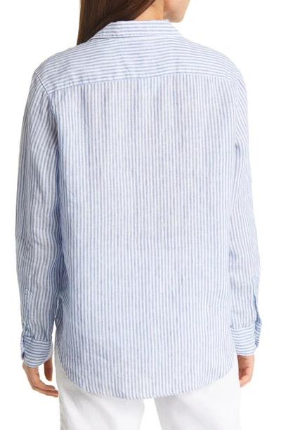 Shop Frank & Eileen Eileen Stripe Linen Button-up Shirt In Blue Stripe