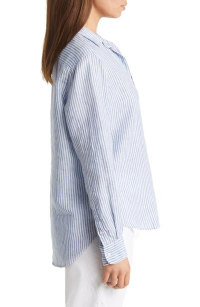 Shop Frank & Eileen Eileen Stripe Linen Button-up Shirt In Blue Stripe