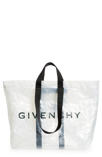 Shop Givenchy Xl G-shopper Transparent Tote In 004-black/ White