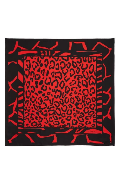 Shop Dolce & Gabbana Leopard Print Silk Scarf In Brightred