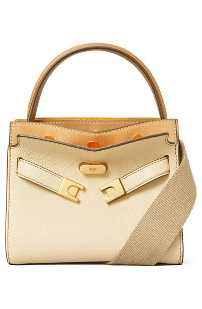Shop Tory Burch Petite Lee Radziwill Suede & Pebble Leather Double Bag In New Moon