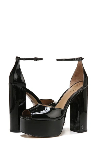 Sam Edelman Kori Ankle Strap Peep Toe Platform Sandal In Black
