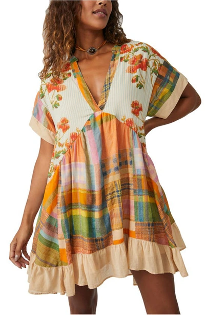 Free People Women's Agnes Oversized Patchwork Dress In Spring Combo