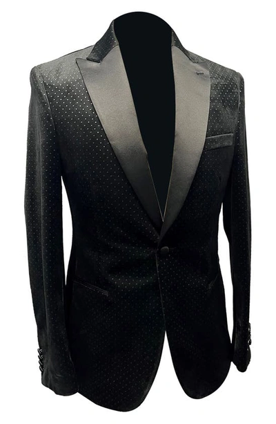 Shop Ike Behar Velvet Satin Peak Lapel Sport Coat In Black
