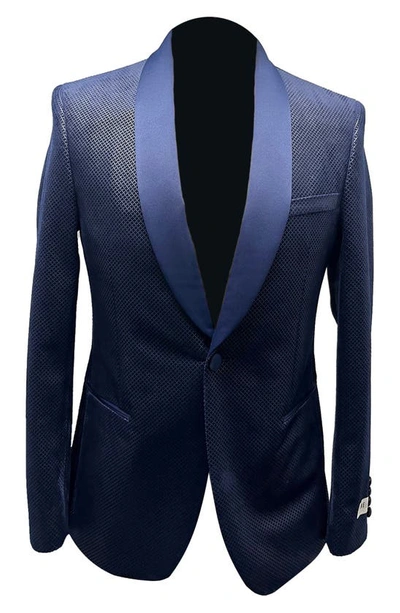 Shop Ike Behar Velvet Shawl Collar One-button Jacket In Navy