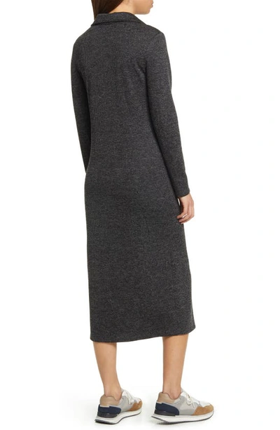Shop Caslon Long Sleeve Rib Maxi Dress In Grey Charcoal