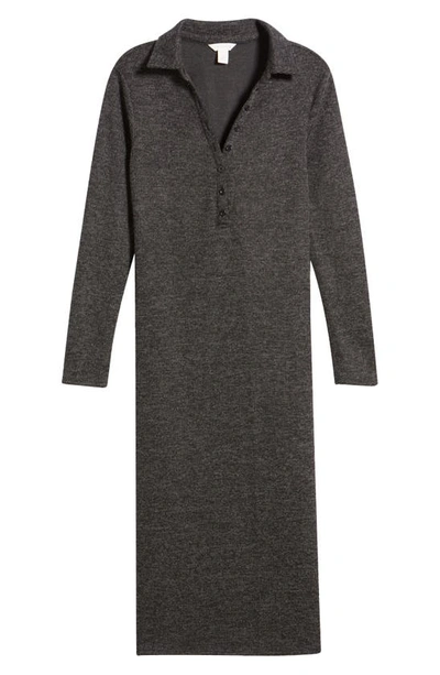 Shop Caslon Long Sleeve Rib Maxi Dress In Grey Charcoal