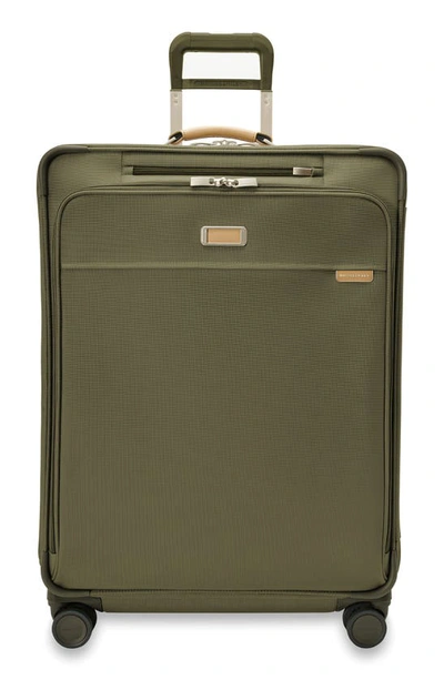 Shop Briggs & Riley Baseline 29-inch Large Expandable Spinner Suitcase In Olive