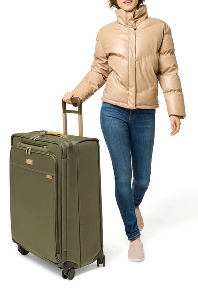 Briggs & Riley Baseline Large Expandable Spinner Suitcase In Olive