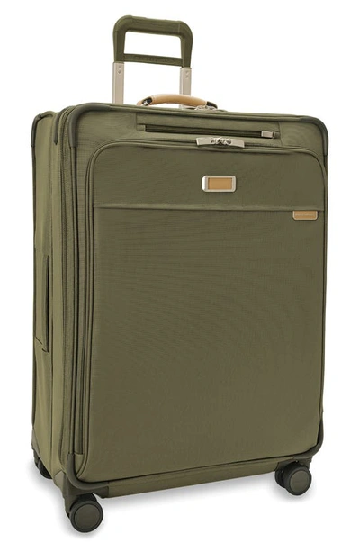 Shop Briggs & Riley Baseline 29-inch Large Expandable Spinner Suitcase In Olive