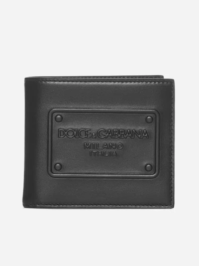 Shop Dolce & Gabbana Logo Leather Bifold Wallet In Black