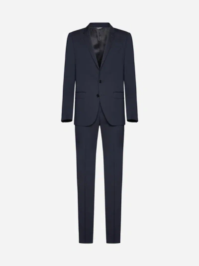 Shop Dolce & Gabbana Stretch Wool 2-pieces Suit In Dark Blue