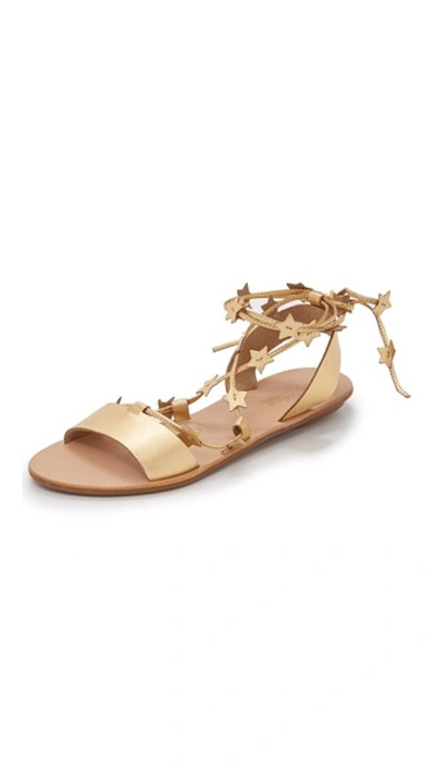 Loeffler Randall Women's Starla Ankle-wrap Metallic Leather Sandals In Pale Gold