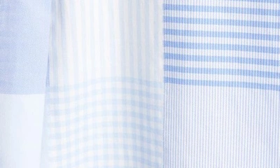 Shop Kenzo Oversize Patchwork Button-up Shirt In 63 - Light Blue