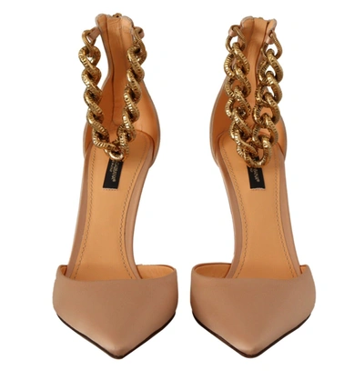 Shop Dolce & Gabbana Beige Ankle Chain Strap High Heels Pumps Women's Shoes