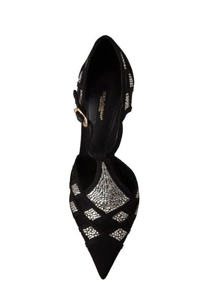 Shop Dolce & Gabbana Black Crystals T-strap Heels Pumps Women's Shoes