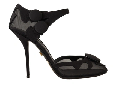 Shop Dolce & Gabbana Black Mesh Ankle Strap Stiletto Pumps Women's Shoes