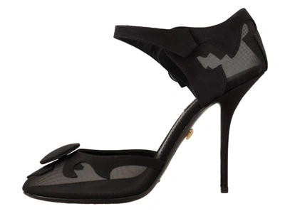 Shop Dolce & Gabbana Black Mesh Ankle Strap Stiletto Pumps Women's Shoes