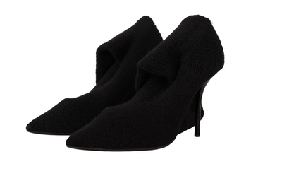 Shop Dolce & Gabbana Black Stretch Socks Knee High Booties Women's Shoes