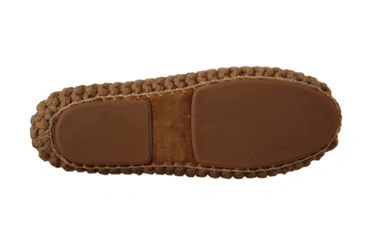 Dolce & Gabbana Brown Slip On Ballerina Flats Wool Knit Shoes In Brown