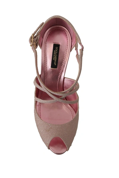 Shop Dolce & Gabbana Pink Glittered Strappy Heels Sandals Women's Shoes