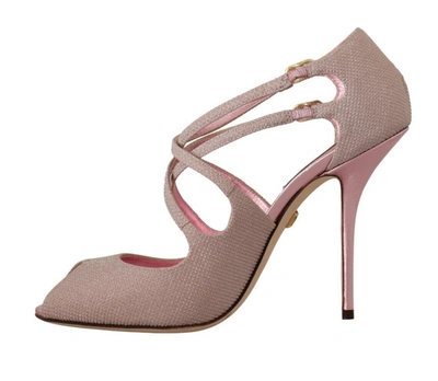 Shop Dolce & Gabbana Pink Glittered Strappy Heels Sandals Women's Shoes