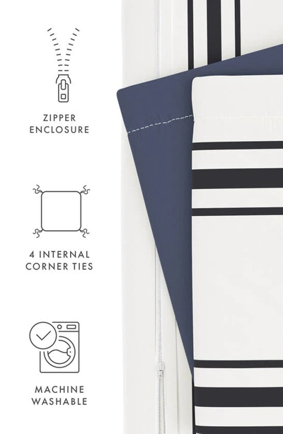 Shop Homespun Premium Ultra Soft Desert Stripe 3-piece Reversible Duvet Cover Set In Navy