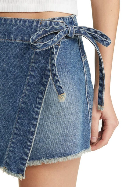 Shop Free People Emmy Nonstretch Denim Skort In Misty Blue