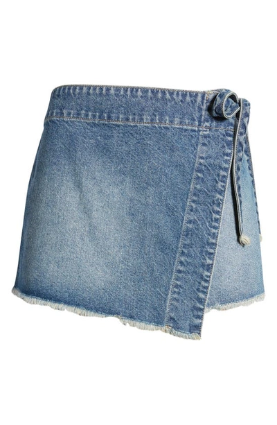 Shop Free People Emmy Nonstretch Denim Skort In Misty Blue