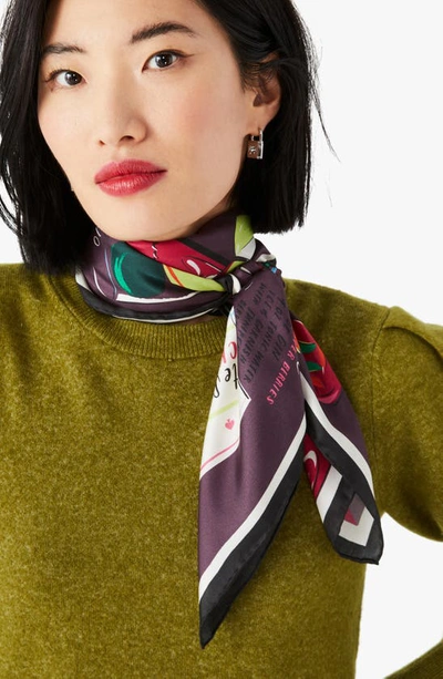 Shop Kate Spade Cocktail Party Silk Scarf In Mission Fog