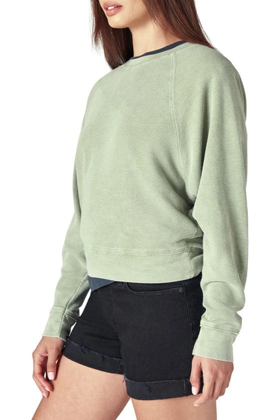 Lucky Brand Raglan Waffle Top In Loden Green