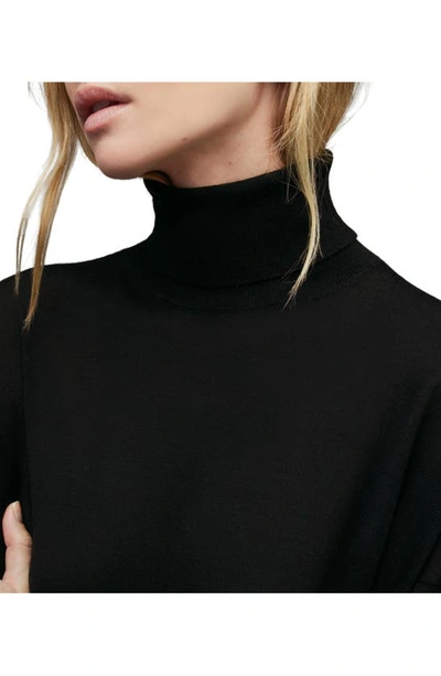 Shop Allsaints Gala Merino Wool Turtleneck Sweater In Black