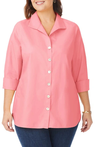 Shop Foxcroft Pandora Non-iron Tunic Shirt In Pink Peach