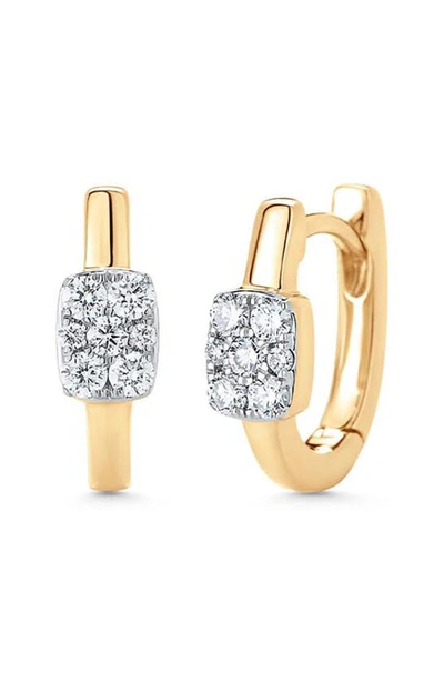 Shop Sara Weinstock Unity Reverie Diamond Cushion Huggie Earrings In Yellow Gold/ Diamond