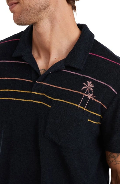 Shop Marine Layer Terry Out Stripe Polo In Sky Captain