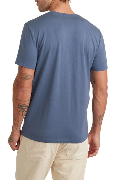 Shop Marine Layer Signature Floral Pocket Cotton & Modal T-shirt In Vintage Indigo