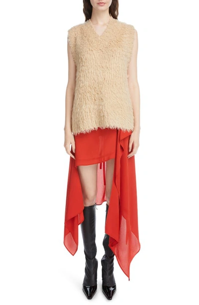 Shop Acne Studios Icaro Asymmetric Crepe Midi Skirt In Red