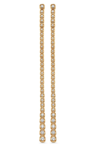 Shop Sara Weinstock Isadora Cushion Diamond Linear Drop Earrings In Yellow Gold