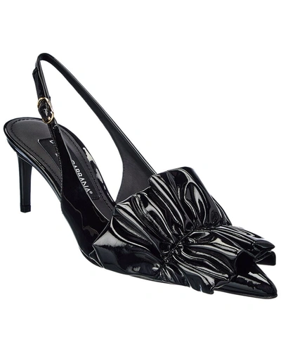 Shop Dolce & Gabbana Ruched Patent Slingback Pump In Black
