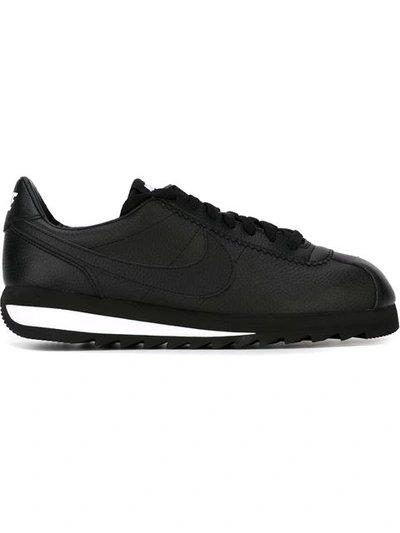 Nike Classic Cortez Embossed Leather Trainers In Black