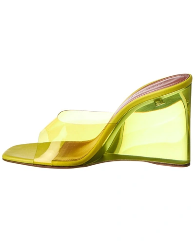 Shop Amina Muaddi Lupita Vinyl & Leather Wedge Sandal In Yellow