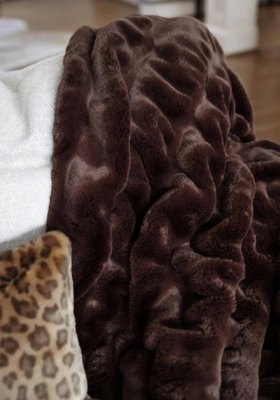 Shop Fabulous Furs Couture Collection Throw Blanket In Mocha In Brown