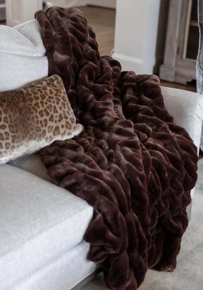 Shop Fabulous Furs Couture Collection Throw Blanket In Mocha In Brown