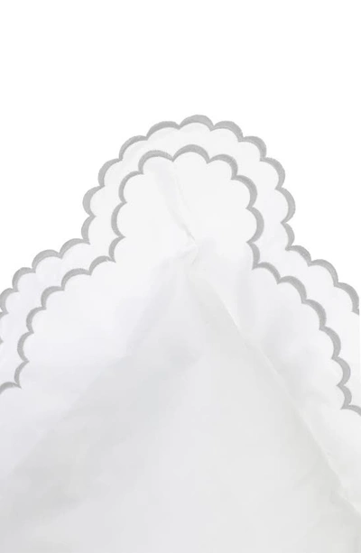 Melange Embroidered Percale Crisp Cotton Double Scallopier Duvet Set In Grey