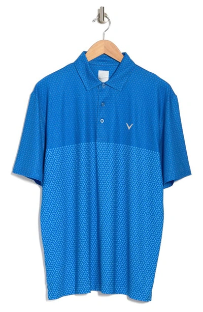 Shop Callaway Golf Colorblock Novelty Short Sleeve Polo In Magnetic Blue