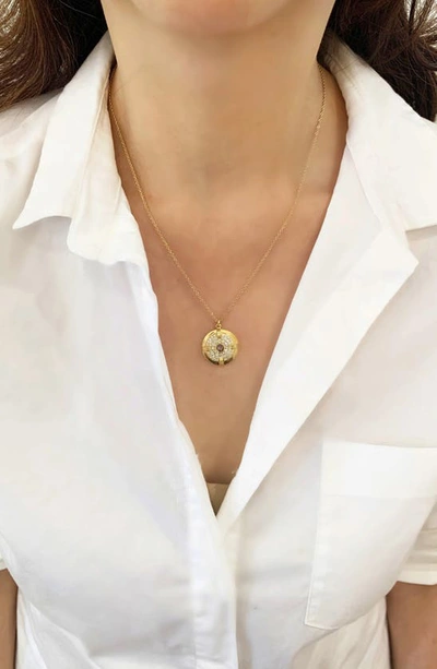 Shop Sethi Couture Nora Diamond Medallion Pendant Necklace In Yellow Gold