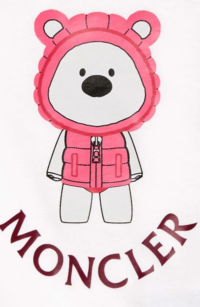 Shop Moncler Kids' Bear Stretch Cotton Graphic Tee In White Pink