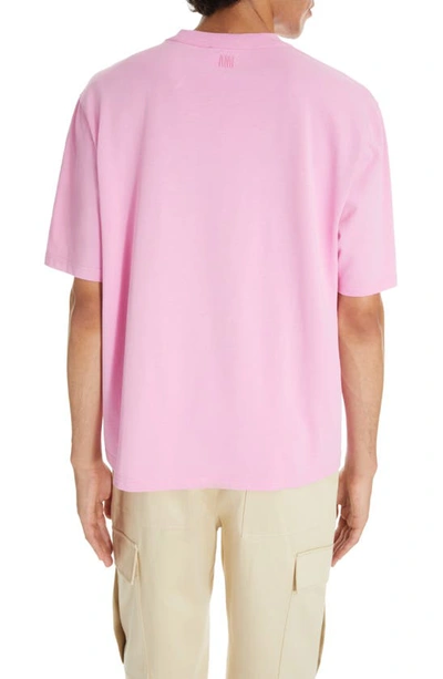 Shop Ami Alexandre Mattiussi Ami De Coeur Logo Embroidered Organic Cotton T-shirt In Candy Pink/ Candy Pink/ 663